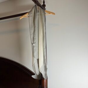Elegant Sheer Gray and Cream Scarf